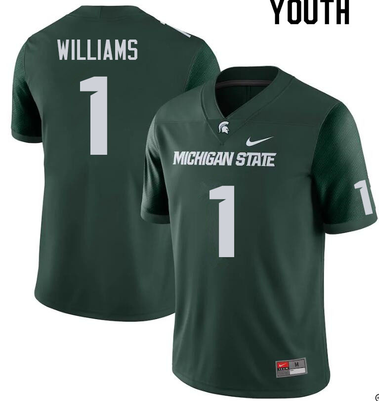 Youth #1 Ronald Williams Michigan State Spartans College Football Jerseys Sale-Green